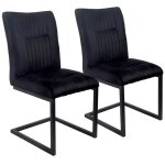 Meubletmoi - lot de 2 chaises en tissu noir vintage avec pied mtal noir - vivi 2