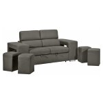 Meubletmoi - canap� 3 places convertible tissu gris et t�ti�res r�glables - vegas