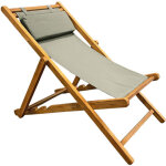 Meubletmoi - chaise longue chilienne jardin en teck et toile vert sauge - ancolie