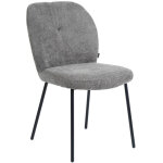 Meubletmoi - chaise rembourr� tissu gris doux et pieds m�tal noir - leona