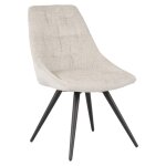 Meubletmoi - chaise rotative 180° tissu doux écru et pieds métal noir - atlantis Meubletmoi - chaise rotative 180° tissu doux écru et pieds métal noir - atlantis
