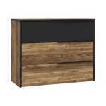 Meubletmoi - commode 3 tiroirs h. 80 cm d�cor bois d'�pic�a et noir mat - celia