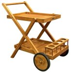 Meubletmoi - desserte jardin 2 plateaux 4 porte - bouteille teck massif - ancolie