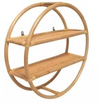 Meubletmoi - etag�re murale ronde d. 60 cm en rotin naturel 2 tablettes - hazel