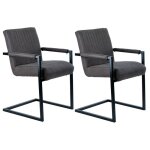 Meubletmoi - lot 2 chaises en microfibre gris anthracite et pieds luge mtal - gigi