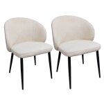 Meubletmoi - lot 2 chaises repas tissu bouclette blanc cru pieds mtal ? syracuse