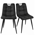 Meubletmoi - lot 2 chaises tissu noir vintage avec poigne et pieds noirs - muse 2