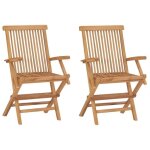 Meubletmoi - lot 2 fauteuils de jardin pliants bois de teck massif huil� - ancolie
