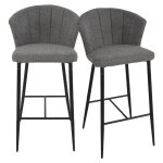 Meubletmoi - lot 2 tabourets bar tissu gris anthracite piètement métal ? montreal Meubletmoi - lot 2 tabourets bar tissu gris anthracite piètement métal ? montreal