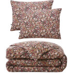 Meubletmoi - parure de lit 200 x 200 cm gaze de coton camel et fleuri - isabela 1