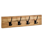 Meubletmoi - patre / porte - manteau mural bois de teck 8 accroches en mtal - kovu