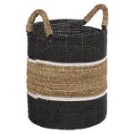 Meubletmoi - petit panier rond d. 29 cm en jonc de mer et raphia - bogo