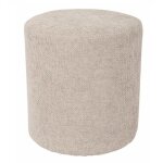Meubletmoi - pouf / repose - pieds rond d. 32 cm en tissu maille taupe ? joel