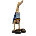 Meubletmoi - statuette d�corative 40 cm canard maillot bleu bois de teck ? dafly
