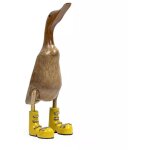 Meubletmoi - statuette décorative h. 40 cm canard bottes jaunes en bois de teck ? dafly Meubletmoi - statuette décorative h. 40 cm canard bottes jaunes en bois de teck ? dafly