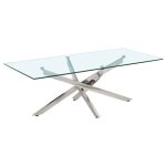 Meubletmoi - table basse l. 120 cm en verre trempé et piètement métal chromé - ice Meubletmoi - table basse l. 120 cm en verre trempé et piètement métal chromé - ice