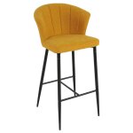 Meubletmoi - tabouret de bar en tissu jaune moutarde et pi�tement m�tal ? montreal