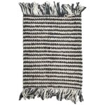 Meubletmoi - tapis 60 x 80 cm en textur� gris fonc� et blanc avec franges ? soho