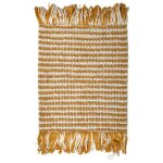 Meubletmoi - tapis 60 x 80 cm textur jaune moutarde et blanc avec franges ? soho