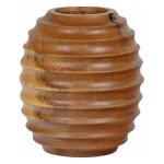 Meubletmoi - vase d�coratif ovale h. 26 cm en bois de teck massif - higgins