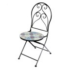 Meublorama - lot de 2 chaises de jardin bistrot pliables collection porto ? mosaque dcorative ? mtal ...