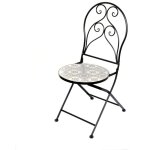 Meublorama - lot de 2 chaises de jardin bistrot pliables ? mosaque dcorative ? mtal noir ? 30x50x93 ...