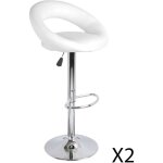 Meublorama - lot de 2 tabourets de bar rglables en hauteur 77 - 97 cm ? assise simili cuir pu blanc, ...