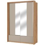 Meublorama - armoire 2 portes avec miroirs, 2 tiroirs, penderie et 5 étagères coloris chêne et beige ... Meublorama - armoire 2 portes avec miroirs, 2 tiroirs, penderie et 5 étagères coloris chêne et beige ...