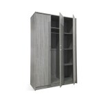 Meublorama - armoire rey ? 3 portes ? 120180 cm ? bois gris clair ? style scandinave