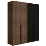 Meublorama - armoire 4 portes norvik ? coloris noyer et noir ? rangement optimis� avec penderie et �tag�res ...