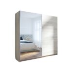Armoire, garde robe 2 portes coulissantes avec miroir - ch�ne sonoma - collection arsala