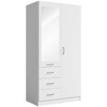Meublorama - armoire kalista 101 cm blanc mat avec miroir et 3 tiroirs ? 2 portes battantes Meublorama - armoire kalista 101 cm blanc mat avec miroir et 3 tiroirs ? 2 portes battantes