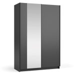 Meublorama - armoire lysia 120 cm noir mat ? 2 portes coulissantes avec miroir