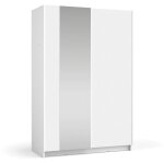 Meublorama - armoire lysia 2 portes coulissantes avec miroir ? 120 x 182 x 55 cm ? coloris blanc