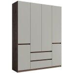Meublorama - armoire nubia 180 cm noyer et gris ? 6 portes battantes avec 2 tiroirs