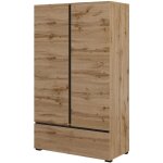 Meublorama - armoire de rangement havana ch�ne et noir 2 portes 1 tiroir ? meuble moderne et compact ...
