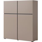 Meublorama - buffet haut coloris beige et noir l120xh140xp40 collection havana. bahut haut design avec ...