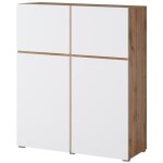 Meublorama - buffet haut havana ? 120cm ? 4 portes battantes ? chne et blanc ? design minimaliste et ...