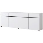 Meublorama - buffet xl coloris blanc et noir 225cm collection havana. bahut design avec 4 portes et 4 ...