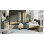 Meublorama - chambre compléte design izo : armoire, lit 180x200, commode, chevets, chêne / gris anthracite ... Meublorama - chambre compléte design izo : armoire, lit 180x200, commode, chevets, chêne / gris anthracite ...