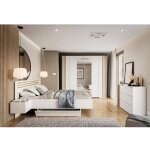 Meublorama - chambre compl�te florence ? lit 180x200 + sommier + tiroirs + armoire + commode ? blanc ...
