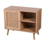 Meublorama - commode alta chne clair avec porte en rotin ? design scandinave et rangement pratique