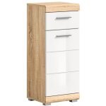 Meublorama - demi - colonne ridley ? 1 tiroir et 1 porte ? blanc et chêne clair Meublorama - demi - colonne ridley ? 1 tiroir et 1 porte ? blanc et chêne clair