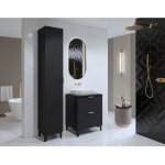 Ensemble de 2 meubles de salle de bain collection chic coloris noir et dor�. meuble sous vasque
