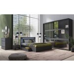 Meublorama - ensemble chambre nofi - lit 160x200 cm avec sommier, 2 tiroirs, chevets, armoire et commode ...