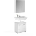 Meublorama - ensemble de salle de bain : meuble sous vasque + meuble de rangement avec miroir ? blanc ...