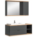 Meublorama - ensemble salle de bain noya gris ? meuble sous vasque + miroir avec rangement,  suspendre ...