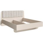 Meublorama - lit amalie 180x200 cm ? tte tissu beige ? sommier inclus
