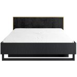 Meublorama - lit mondo ? 160x200 cm ? noir structur� et dor� ? pieds m�tal design ? sans sommier