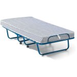 Meublorama - lit pliant  roulettes en mtal 80x190cm nazare, sommier et matelas inclus